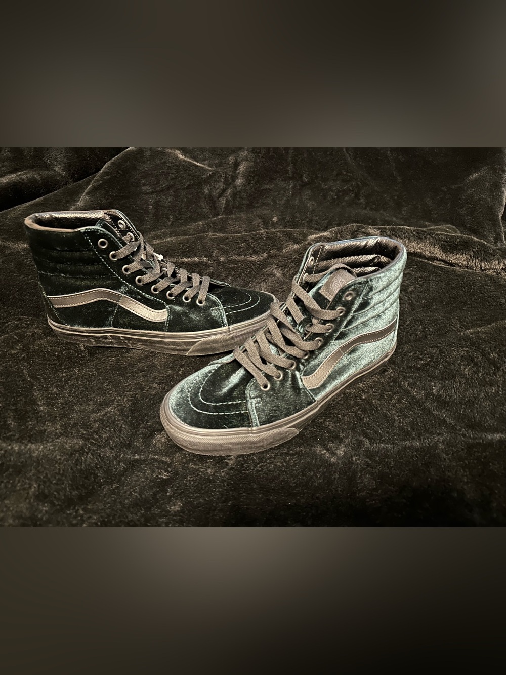 NEW Vans Sk8-Hi Velvet Green Black Size Men's US 7.5 / Women's 9